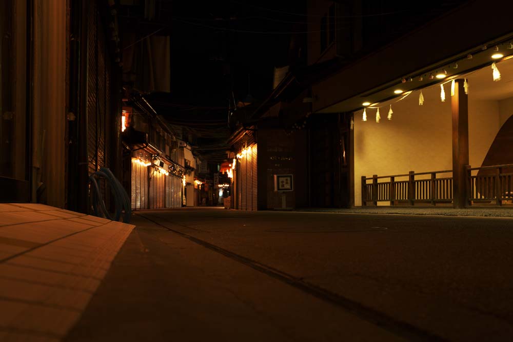 photo,material,free,landscape,picture,stock photo,Creative Commons,The night of an approach to a shrine, World's cultural heritage, road at night, night view, light