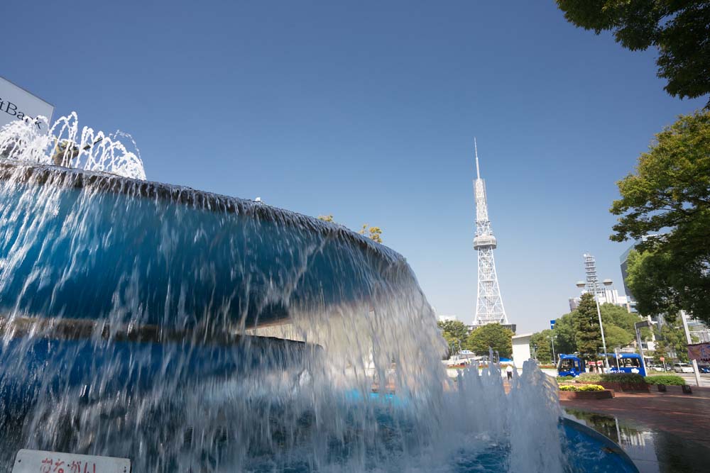 foto,tela,gratis,paisaje,fotografa,idea,Nagoya Tower de la televisin y una fuente, Torre de la televisin, Una ola elctrica, TV, Televisin