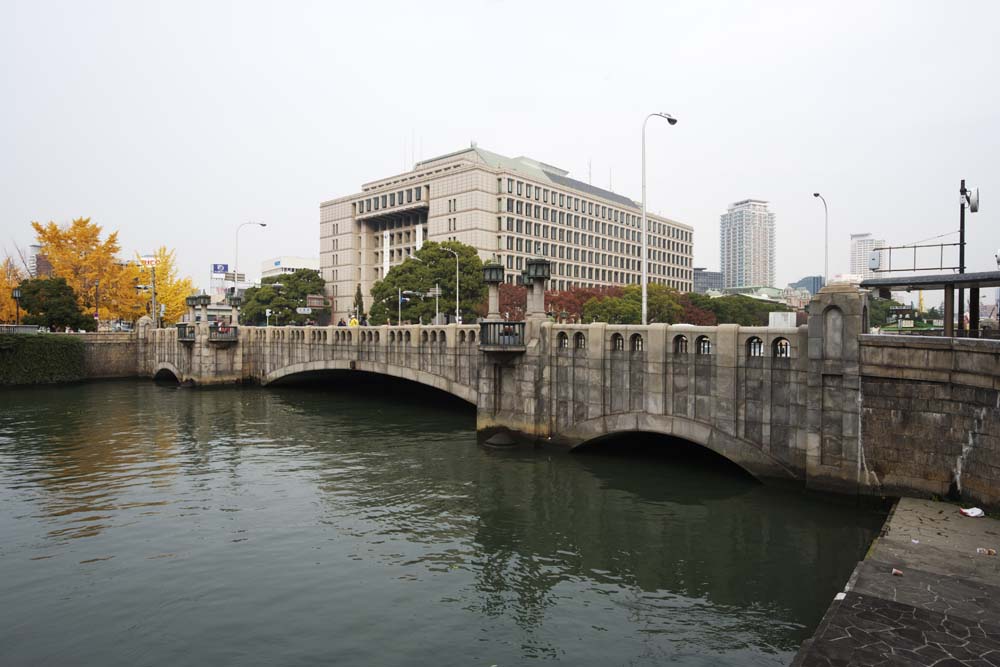 Foto, materiell, befreit, Landschaft, Bild, hat Foto auf Lager,Yodoyabashi, Brcke, Tosabori-Fluss, Gebude, die Stadt