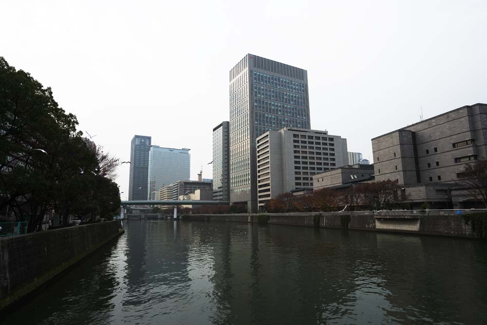 Foto, materiell, befreit, Landschaft, Bild, hat Foto auf Lager,Landschaft von Yodoyabashi, Hochhaus, Tosabori-Fluss, Gebude, die Stadt