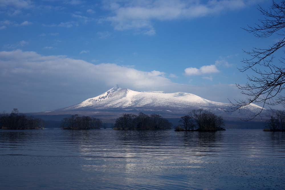 fotografia, materiale, libero il panorama, dipinga, fotografia di scorta,Scena di inverno di Onumakoen, , lago, Lago Onuma, cielo blu