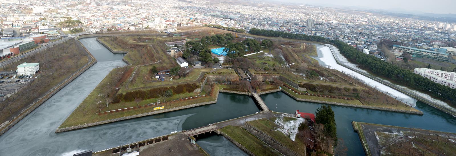 Foto, materieel, vrij, landschap, schilderstuk, bevoorraden foto,Goryokaku Fort heel uitzicht, Moat, Kasteel, De overleden Tokugawa tijdvak, De geschiedenis