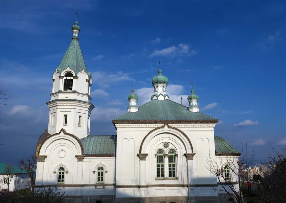 Foto, materiell, befreit, Landschaft, Bild, hat Foto auf Lager,Eine christliche orthodoxe Kirche, die Kirche, blauer Himmel, Byzantinischer Stil, Christentum