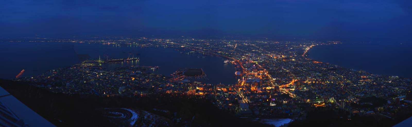 fotografia, material, livra, ajardine, imagine, proveja fotografia,Uma viso noturna de Mt. Hakodate-yama, Iluminaes, Um observatrio, luz de cidade, a cidade de porto