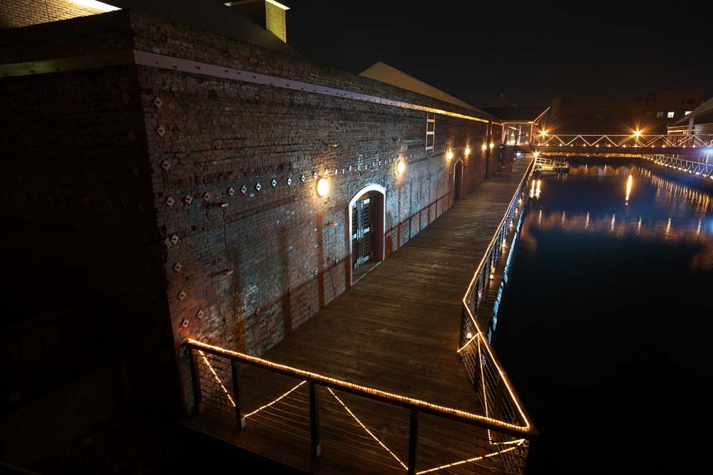 fotografia, materiale, libero il panorama, dipinga, fotografia di scorta,La notte di un negozio all'ingrosso di mattone rosso, mattone rosso, negozio all'ingrosso, La storia, porto