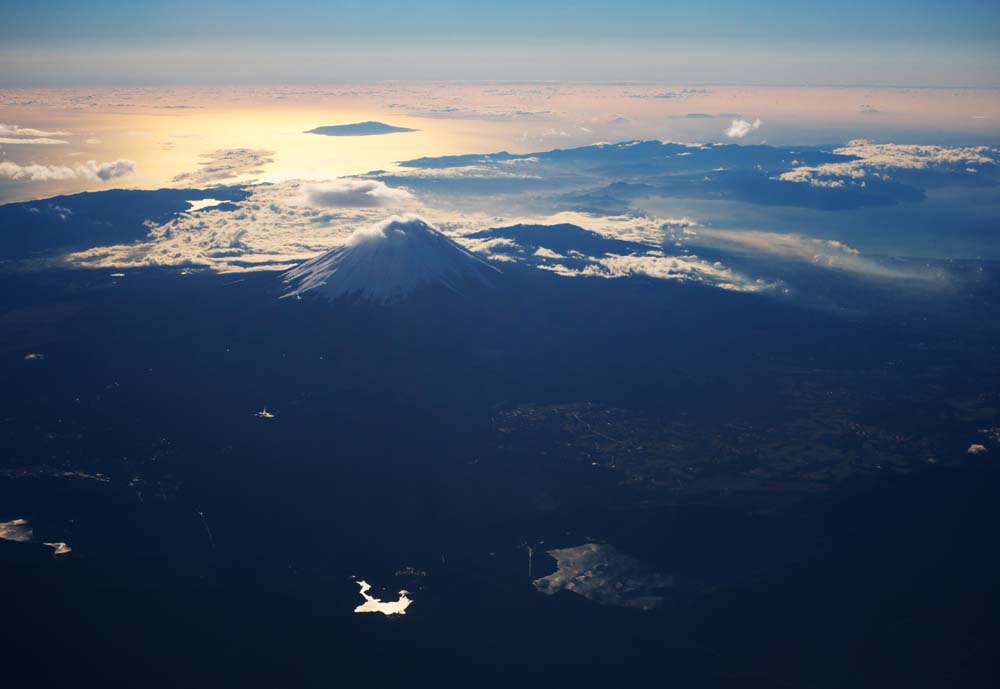 Foto, materieel, vrij, landschap, schilderstuk, bevoorraden foto,Het is Ooshima, Izu in Mt. Fuji, Mt. Fuji, Bijzonderheid, Jap wistaria, Een antenne foto