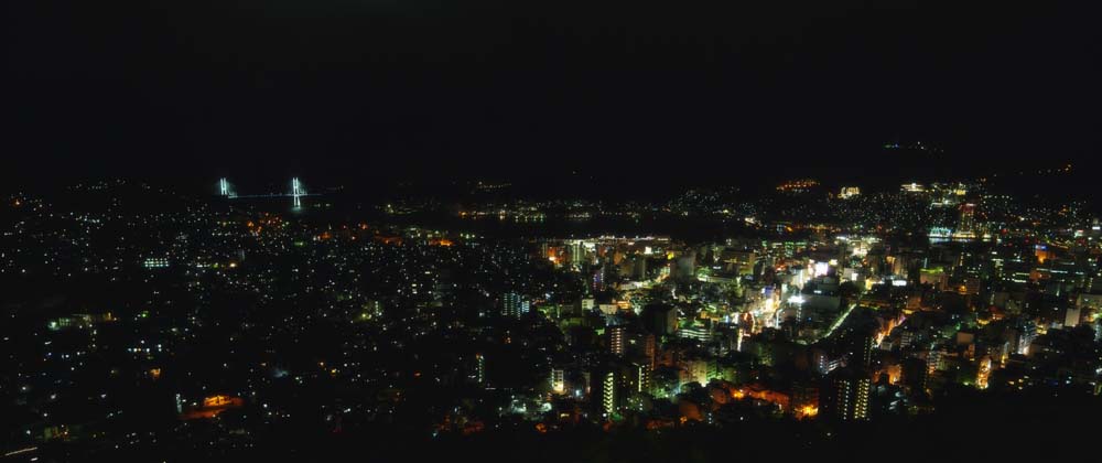 fotografia, materiale, libero il panorama, dipinga, fotografia di scorta,Una prospettiva serale di Nagasaki, Illuminazione, lampione,  illuminato su, Dea Ohashi