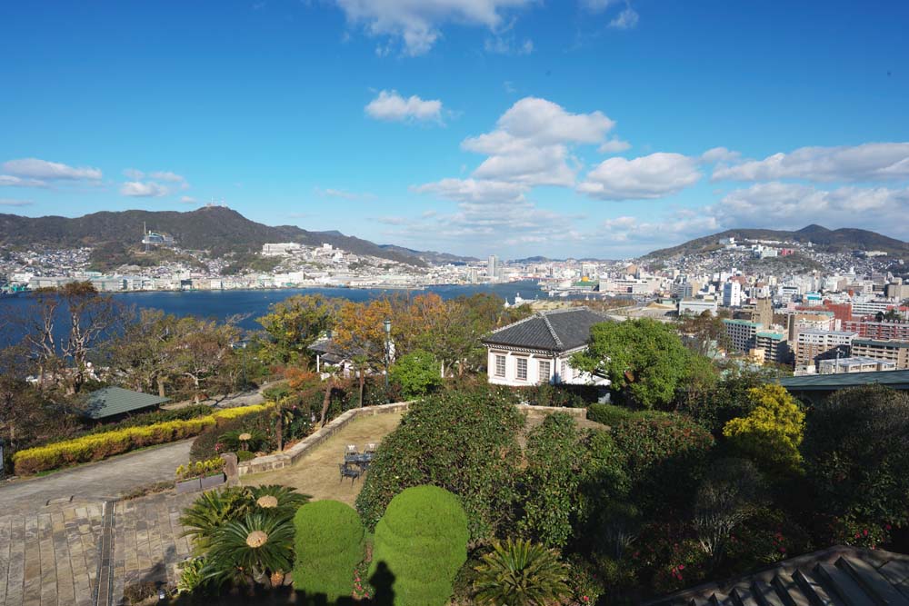 Foto, materiell, befreit, Landschaft, Bild, hat Foto auf Lager,Nagasaki Port-Schwung des Auges, Nagasaki-Hafen, Kran, Gebude, Brcke