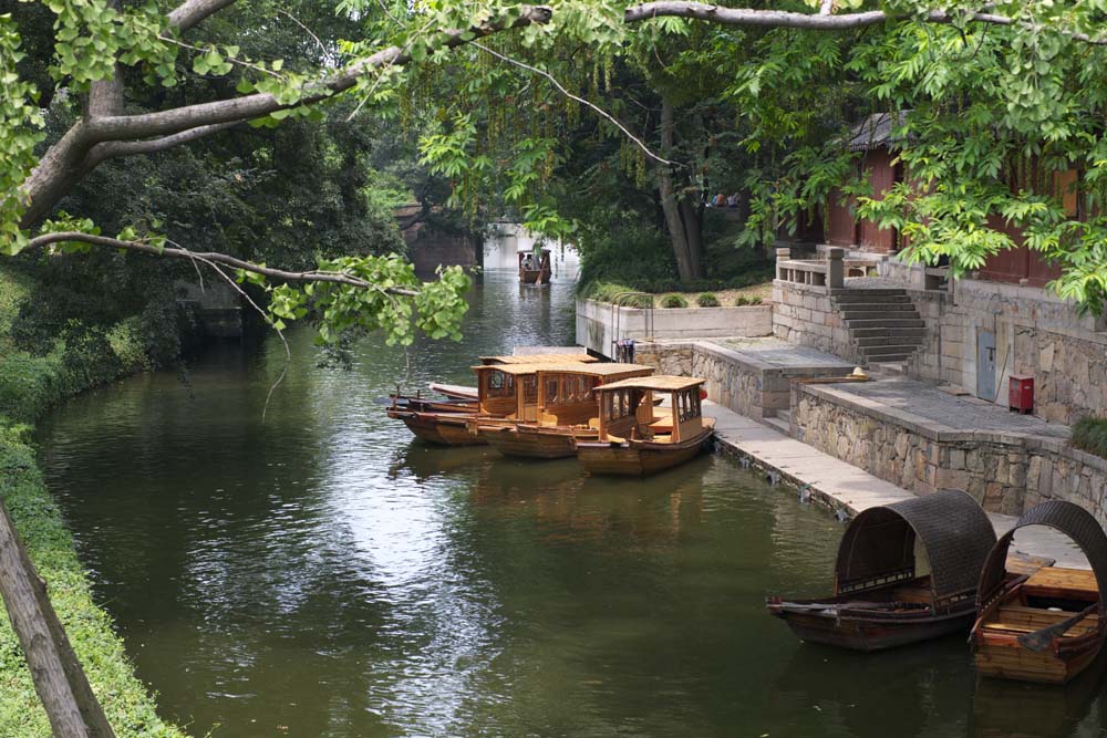 photo, la matire, libre, amnage, dcrivez, photo de la rserve,Un ancrage  ct de HuQiu, bateau, bateau de pche main-travaill, canal, Un ancrage