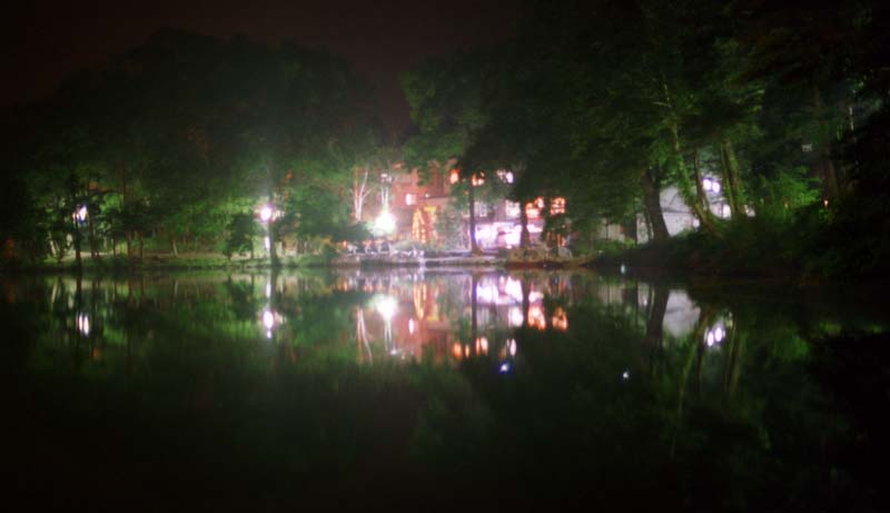 Foto, materieel, vrij, landschap, schilderstuk, bevoorraden foto,Stille nacht op een plas, Lamp, Waterplas, , 