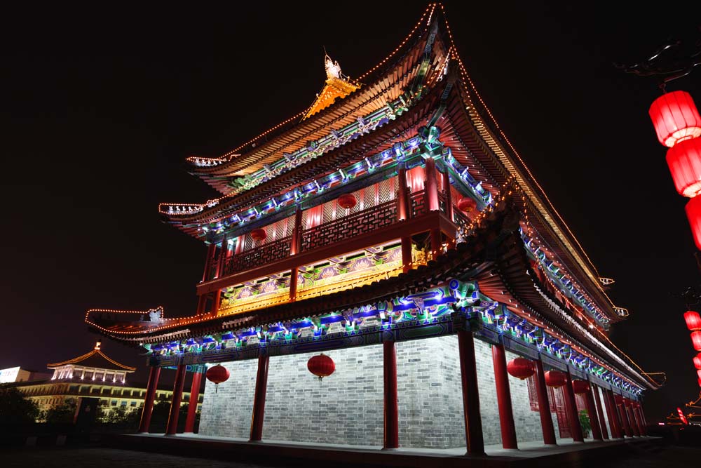 Foto, materieel, vrij, landschap, schilderstuk, bevoorraden foto,De Einei poort, Chang'an, Kasteel poort, Baksteen, Ik maak het boven aan