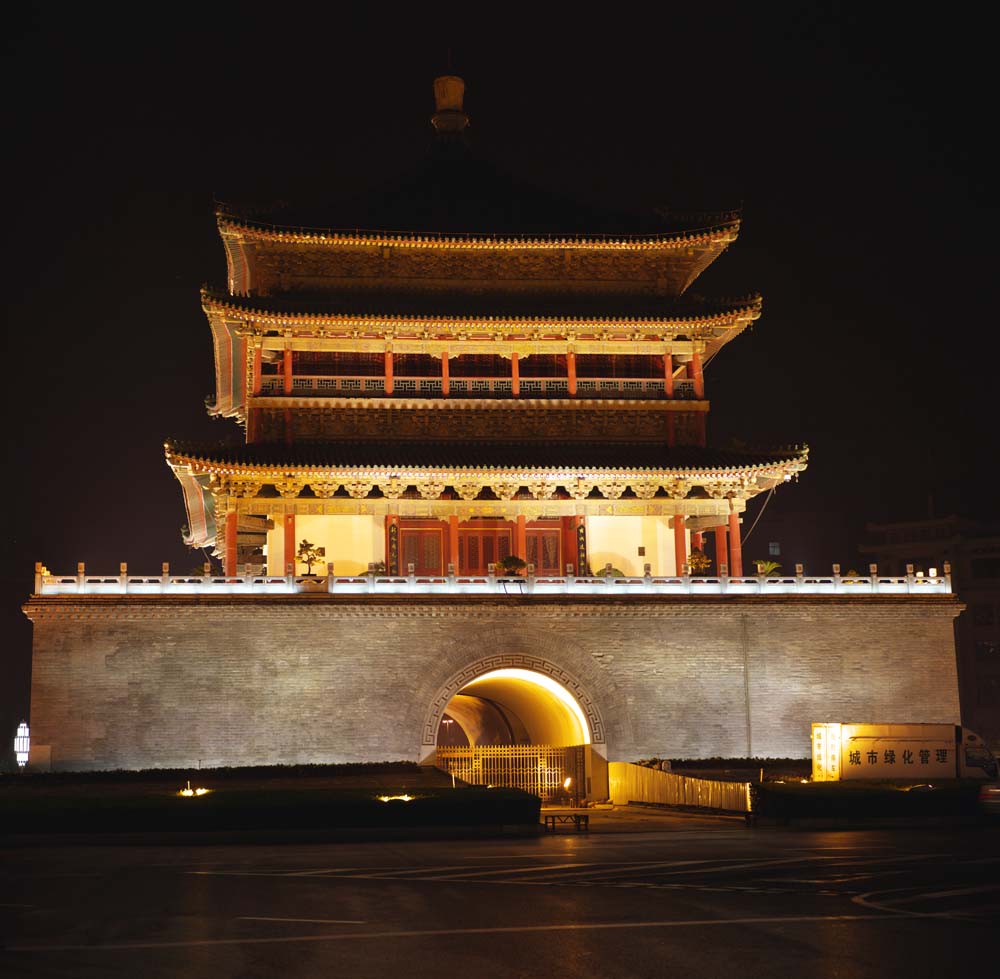 Foto, materieel, vrij, landschap, schilderstuk, bevoorraden foto,Een klokje toren, Chang'an, Belfort, Baksteen, Ik maak het boven aan