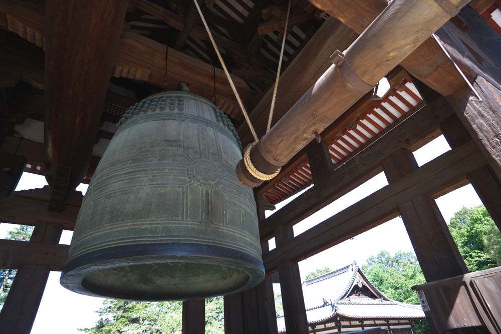 fotografia, materiale, libero il panorama, dipinga, fotografia di scorta,Campana di tempio di Tempio di Todai-ji, edificio di legno, L'anno di era di Shogen, campana di tempio, torre di campana
