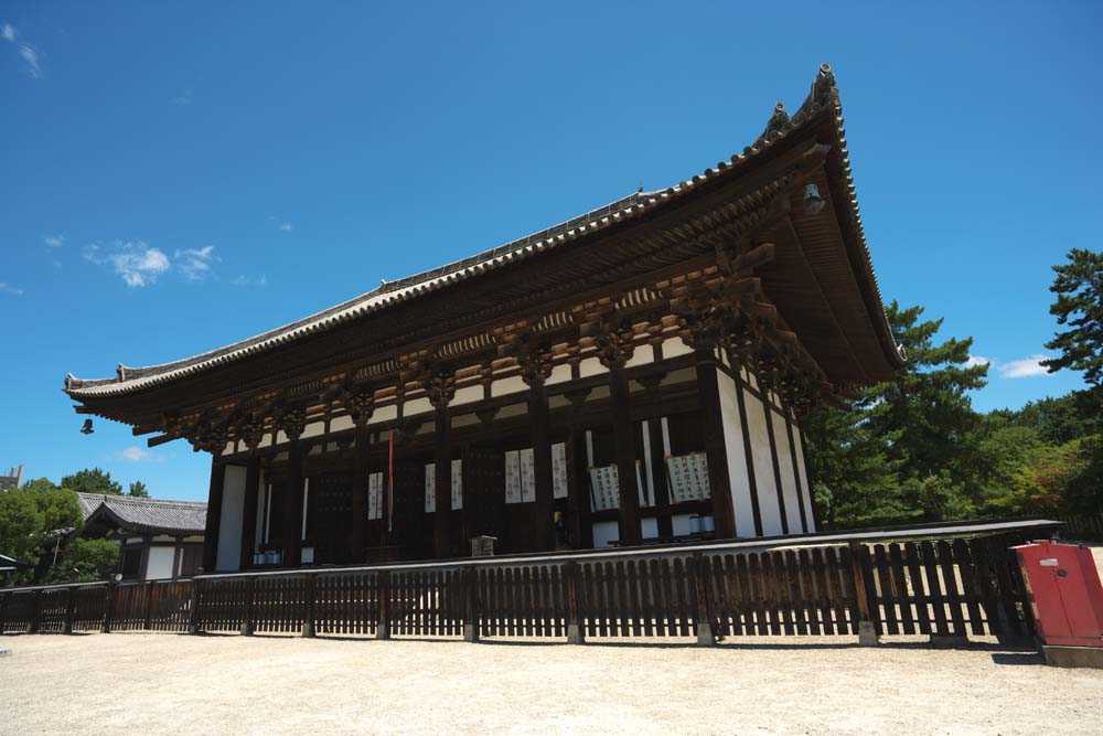 photo, la matire, libre, amnage, dcrivez, photo de la rserve,Temple Kofuku-ji temple Togane, Bouddhisme, btiment en bois, toit, patrimoine de l'humanit