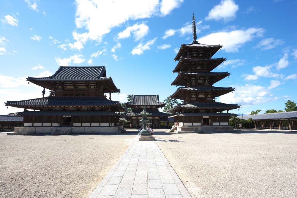 Foto, materiell, befreit, Landschaft, Bild, hat Foto auf Lager,Horyu-ji-Tempel, Buddhismus, Skulptur, Fnf Storeyed-Pagode, Ein innerer Tempel