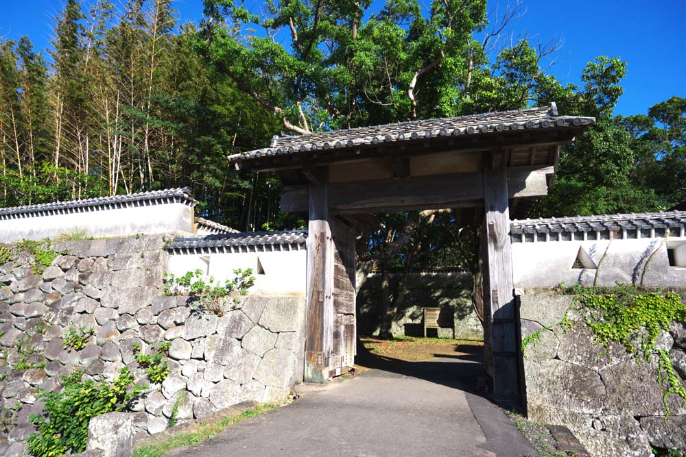 photo, la matire, libre, amnage, dcrivez, photo de la rserve,Porte du chteau de Fukue Chteau, Ishigaki, porte de chteau, porte, mur