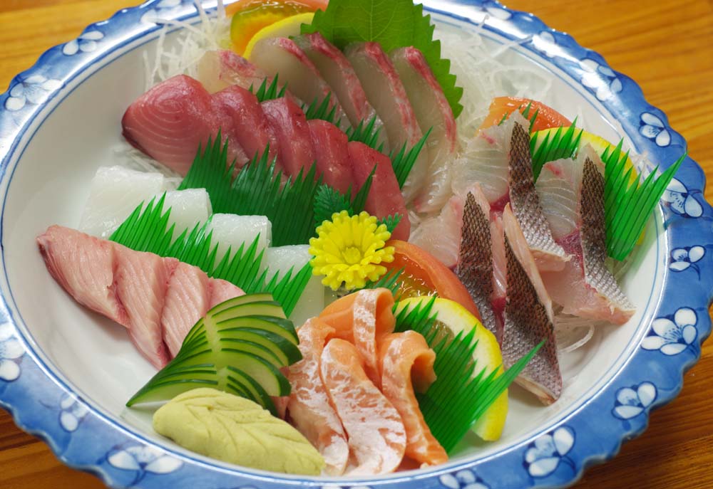 Foto, materiell, befreit, Landschaft, Bild, hat Foto auf Lager,Ein Helfen von verschiedenen Arten vom Geschirr des sashimi, Fisch richtet an, Ich steche Sie und diene ihm, Sashimi, 