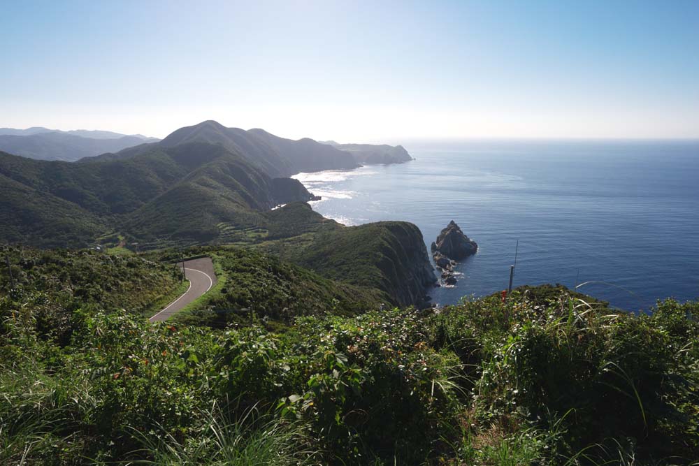 photo,material,free,landscape,picture,stock photo,Creative Commons,Power Ozaki whole view, cliff, The sea, blue sky, The East China Sea