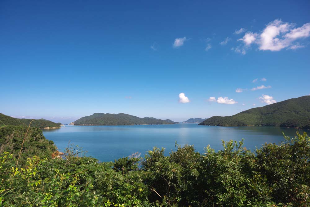 photo,material,free,landscape,picture,stock photo,Creative Commons,Gulf of clear Tamanora, blue sky, Miniature mountain Island, An inlet, The sea