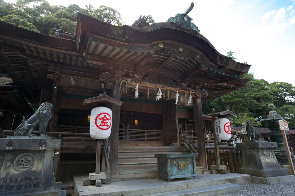 photo,material,free,landscape,picture,stock photo,Creative Commons,Three Kompira-san Shrine ear Tsu princesses Corporation, Shinto shrine Buddhist temple, lantern, wooden building, Shinto