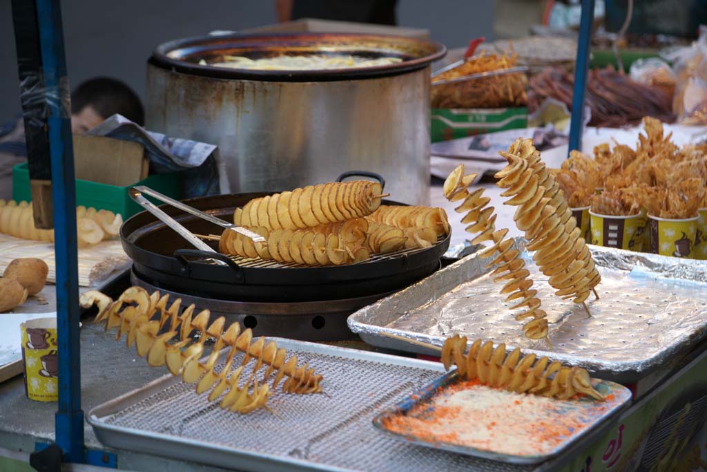 fotografia, material, livra, ajardine, imagine, proveja fotografia,O posto de frituras francesas, batata, , Prenda com espeto fritando profundamente, Comida fritada