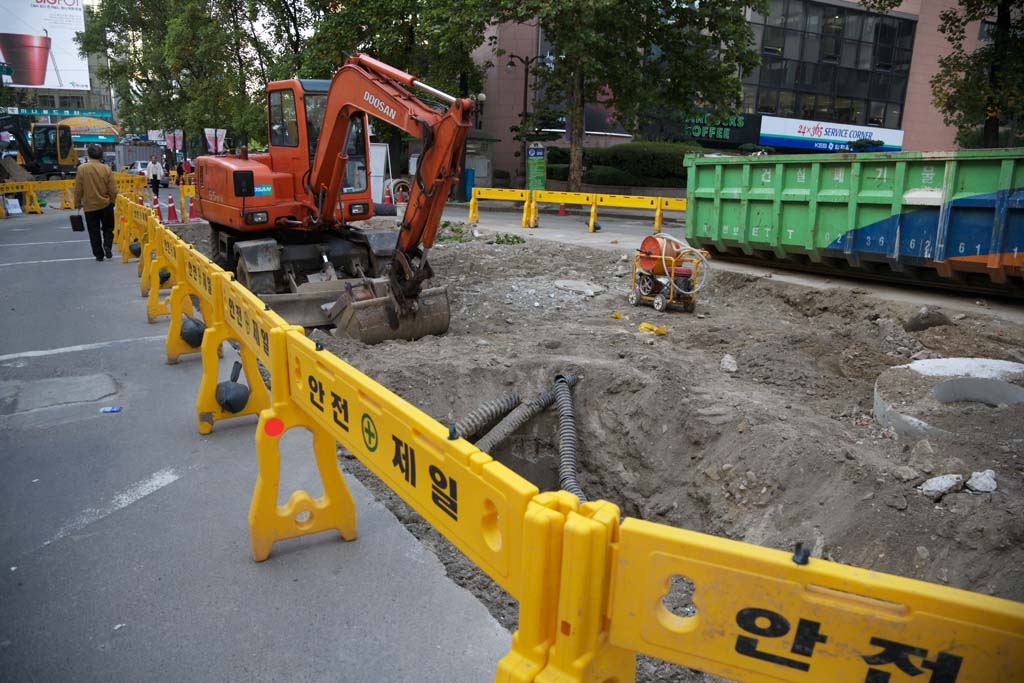 foto,tela,gratis,paisaje,fotografa,idea,Un agujero de Myondong, Pala a motor, El sitio de construccin, Cerrar al pblico, La tierra y arena