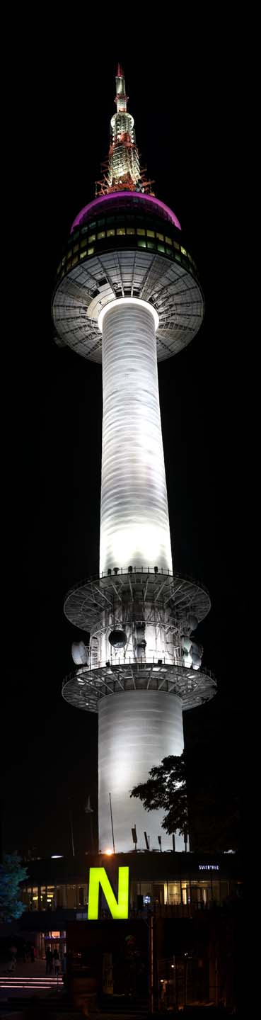 photo,material,free,landscape,picture,stock photo,Creative Commons,N Seoul tower, An electric wave tower, N Seoul tower, night view, White