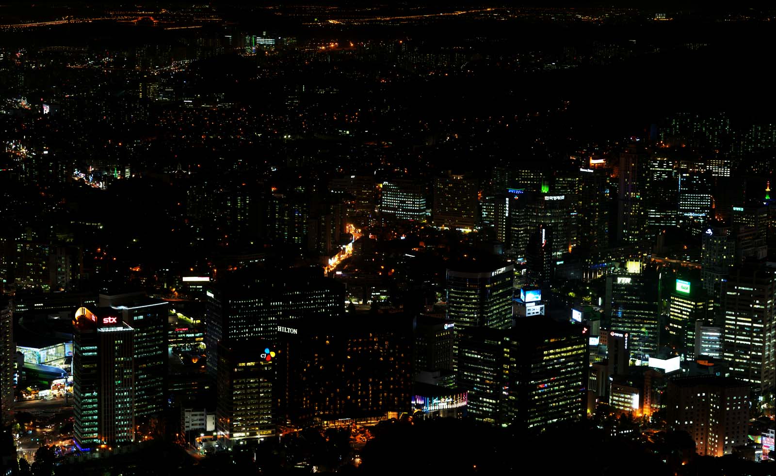 photo,material,free,landscape,picture,stock photo,Creative Commons,A night view of Seoul, building, Neon, night view, Illumination