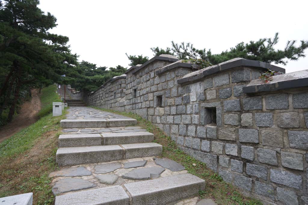 fotografia, materiale, libero il panorama, dipinga, fotografia di scorta,Il muro di castello di Fortezza di Hwaseong, castello, prenda a sassate pavimentazione, tegola, muro di castello