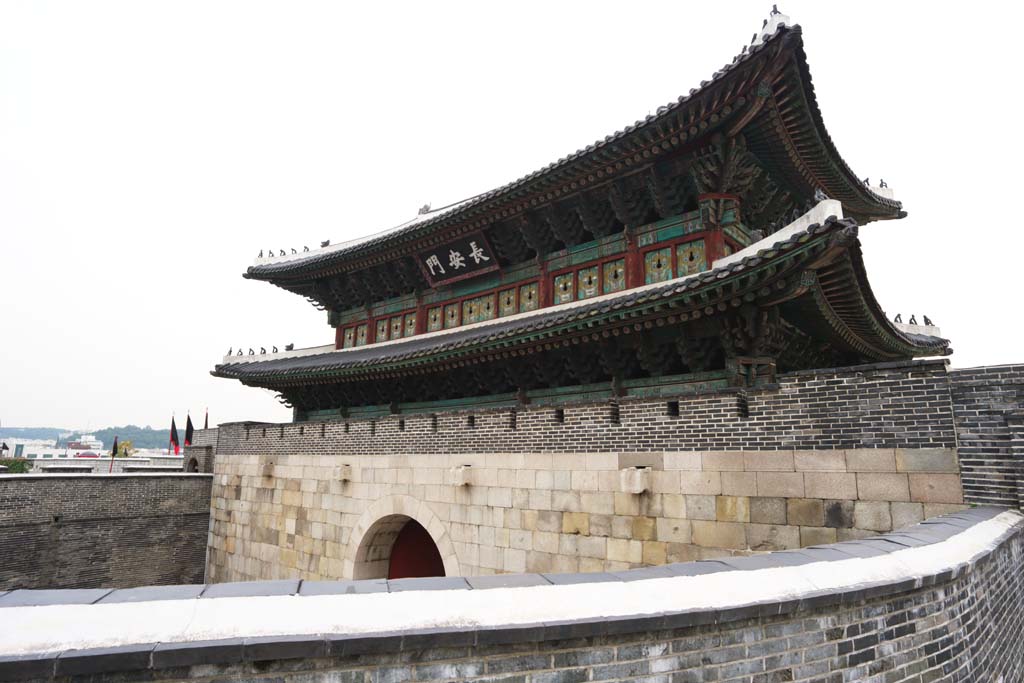 fotografia, materiale, libero il panorama, dipinga, fotografia di scorta,Il cancello di Chang'an, castello, bandiera, mattone, muro di castello