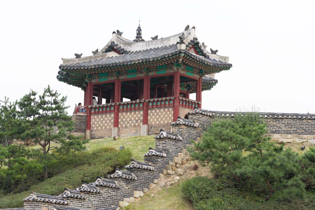 fotografia, material, livra, ajardine, imagine, proveja fotografia,BangWhaSuRyuJung, castelo, torre de canto, tijolo, parede de castelo