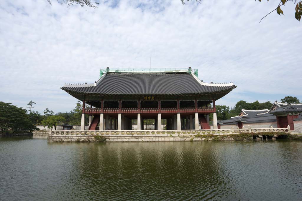 fotografia, materiale, libero il panorama, dipinga, fotografia di scorta,Gyeonghoeruof Kyng-bokkung, edificio di legno, eredit di mondo, Confucianesimo, conto