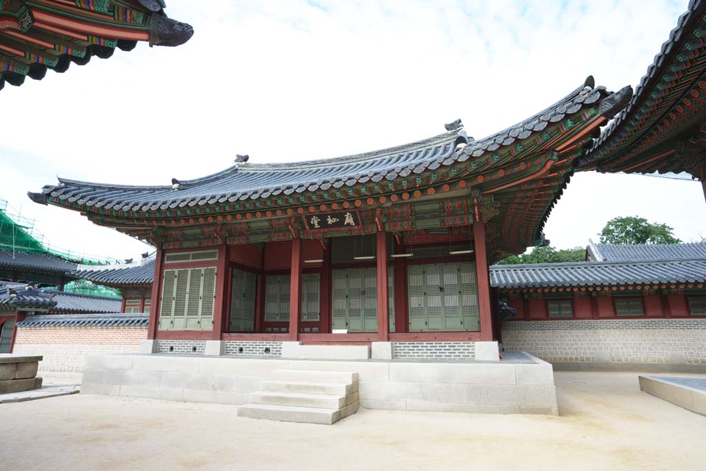 photo,material,free,landscape,picture,stock photo,Creative Commons,A temple of Kyng-bokkung, wooden building, world heritage, Confucianism, Many parcels style