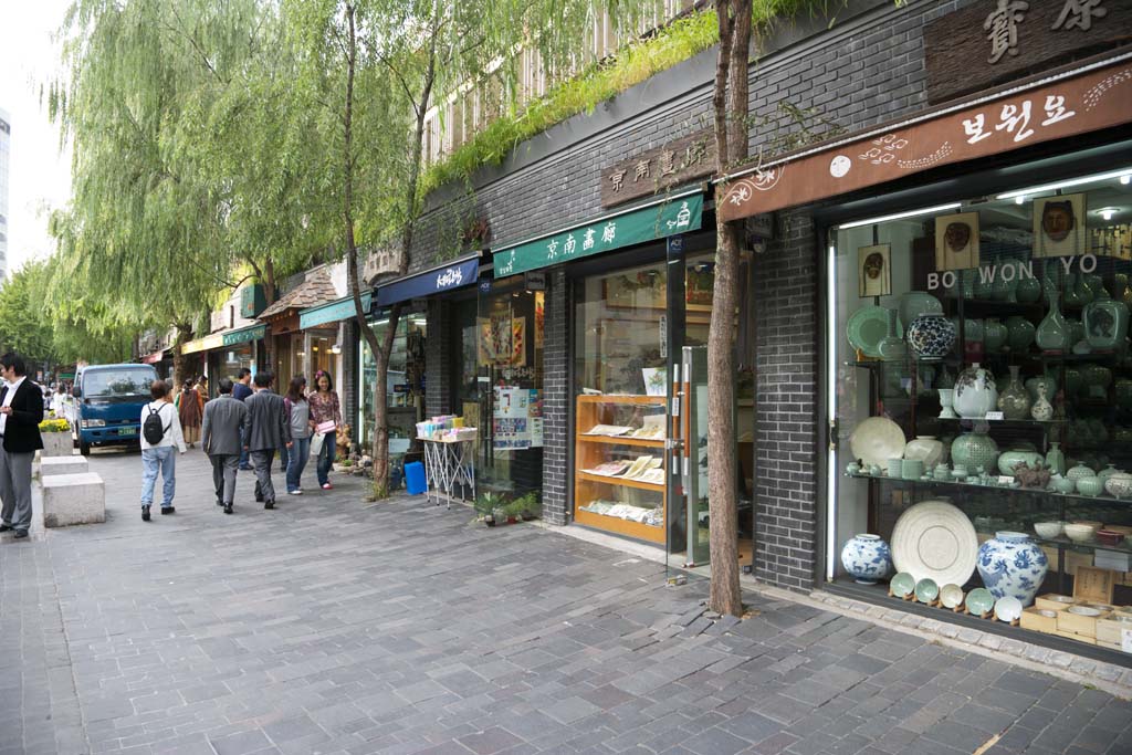 Foto, materiell, befreit, Landschaft, Bild, hat Foto auf Lager,Insadong, Galerie, Tradition, Restaurant, steinigen Sie Brgersteig