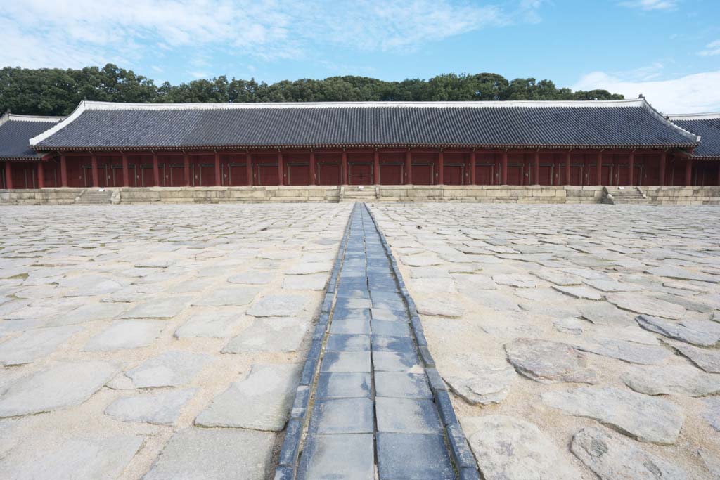 Foto, materiell, befreit, Landschaft, Bild, hat Foto auf Lager,Tadashi Van het voorouderlijke mausoleum Van de Imperial Family, Jongmyo-Schrein, Religiser Dienst, Zuerst Kaiser, der Kaiserliche Angestammte Tempel