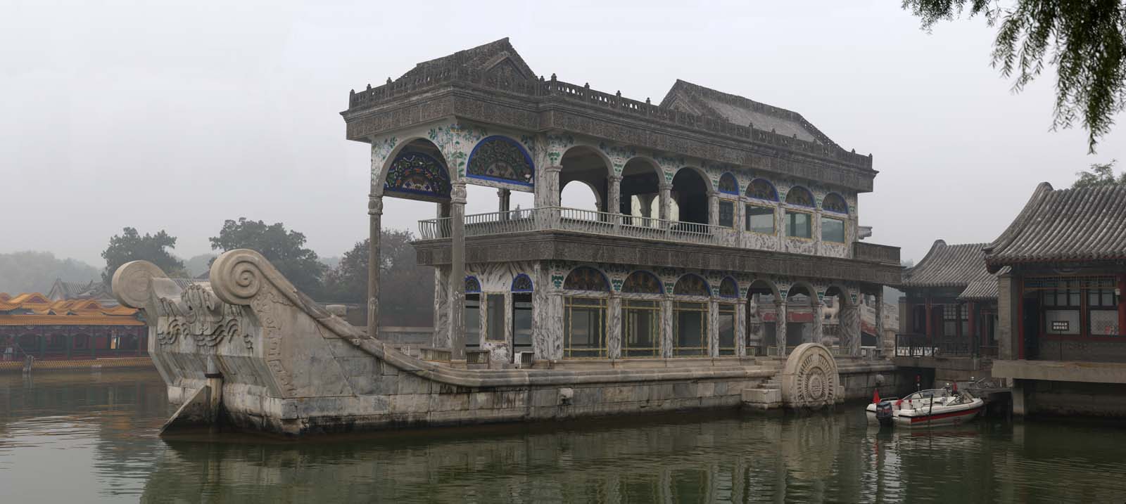 Foto, materieel, vrij, landschap, schilderstuk, bevoorraden foto,Summer Palace van de Qing Yan Fang, Schip, Regaal, Gebouw water, 