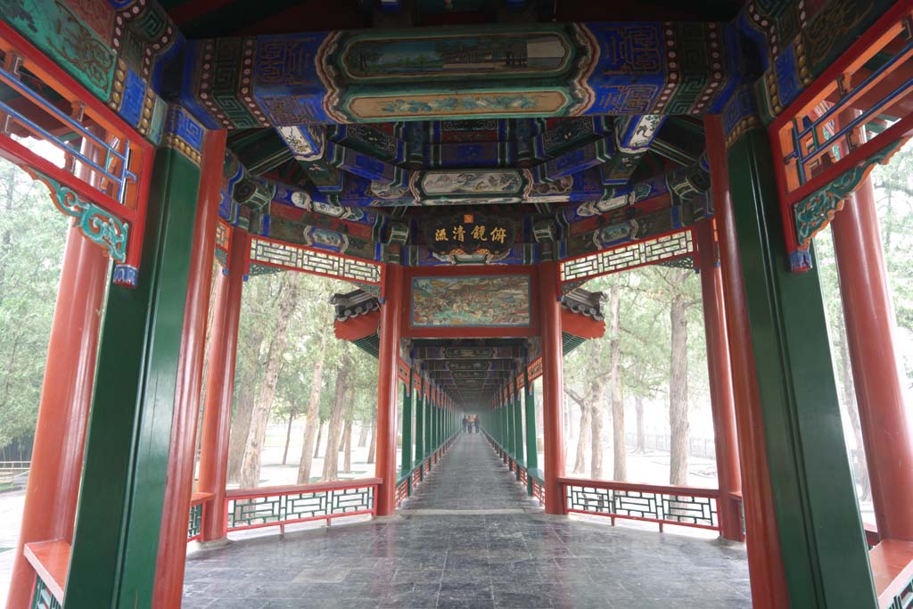 photo,material,free,landscape,picture,stock photo,Creative Commons,Summer Palace long corridor, Decoration, Liang, Ink Paintings, Green