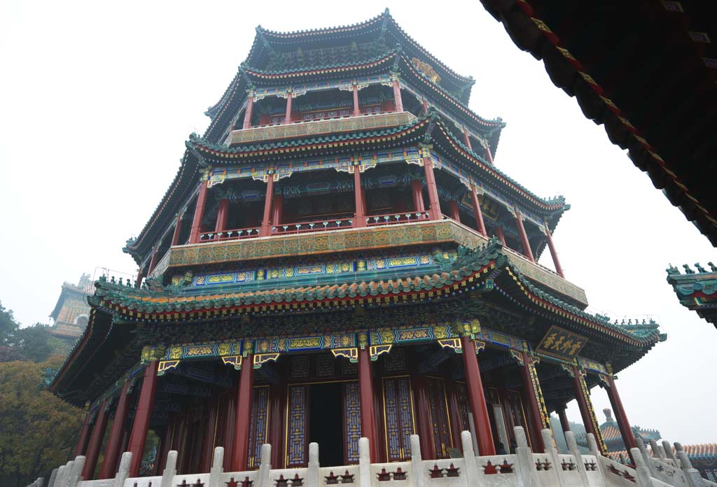 Foto, materieel, vrij, landschap, schilderstuk, bevoorraden foto,Frans wierook Summer Palace paviljoen, Kanzeon Bosatsu werkkracht brons standbeeld van een duizend ogen, Zhu aflaklaag, Colonne, Hirarchie