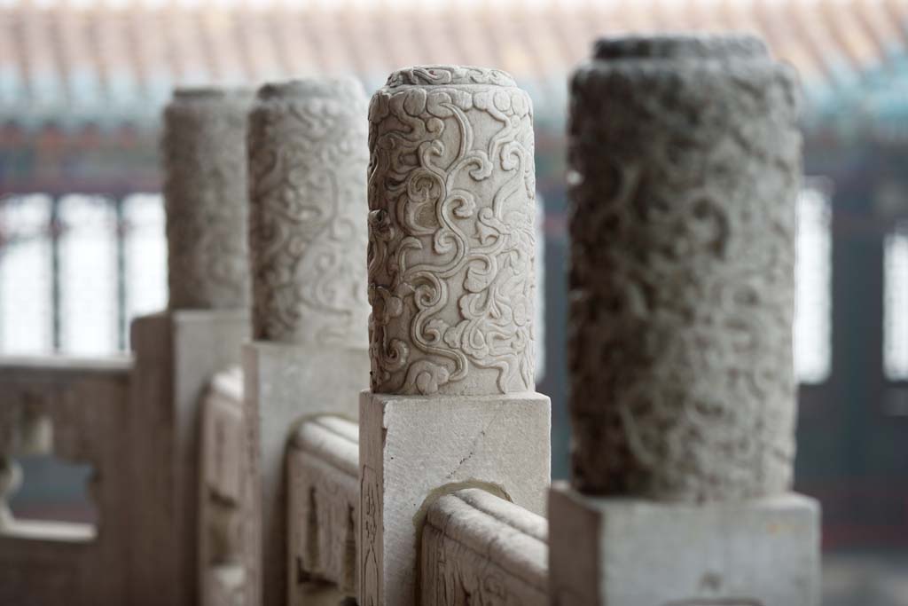 photo,material,free,landscape,picture,stock photo,Creative Commons,Summer Palace stela, Railing, Stone pillar, Rinceau, Buddhism