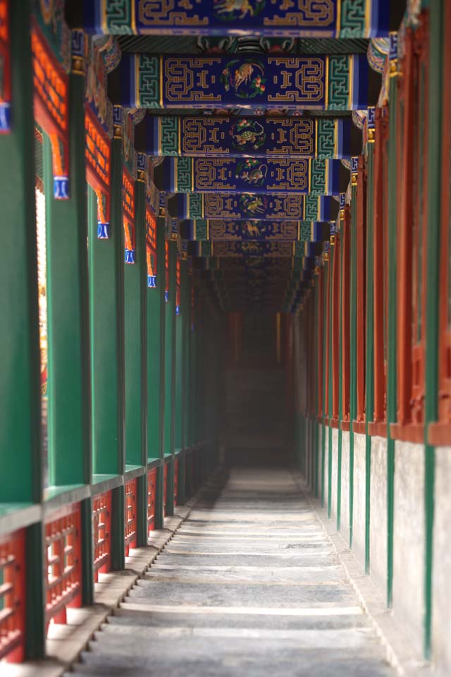 photo,material,free,landscape,picture,stock photo,Creative Commons,Summer Palace Pavilion cloud of exhaust passage, Corridor, Green, Animal painting, Chinese
