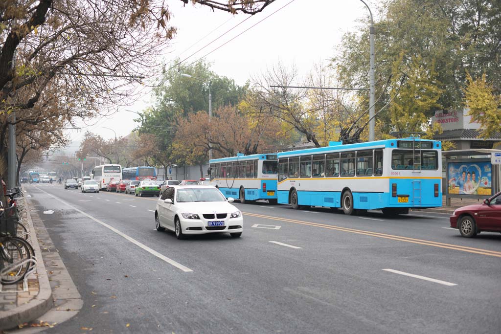 Foto, materiell, befreit, Landschaft, Bild, hat Foto auf Lager,Peking's Main Street, Motorcoach, Streckenbus, Nicht-Stabszug, Verkehr