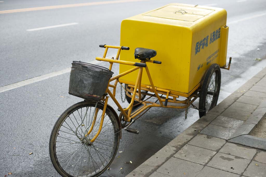 Foto, materieel, vrij, landschap, schilderstuk, bevoorraden foto,Beijing's op drie wielen fiets, Fiets, Driewieler, Vervoer, Band