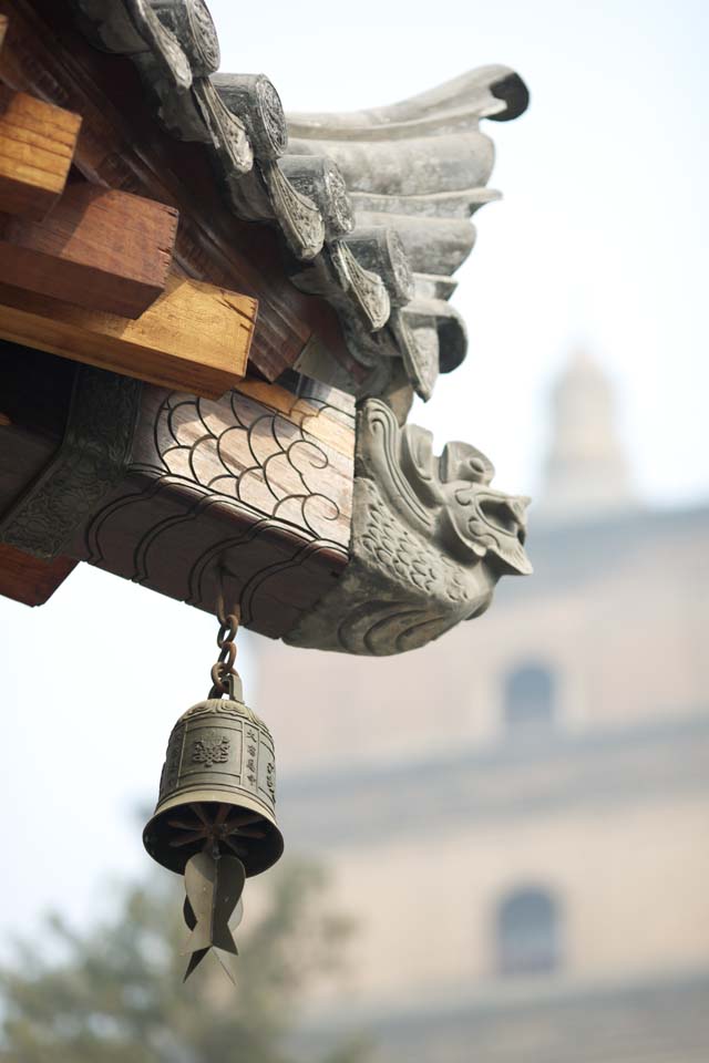 fotografia, materiale, libero il panorama, dipinga, fotografia di scorta,Tetto ornamento in Gran Tempio di misericordia e di bont, Buddismo, Tegola, Campana, Viaggi all'ovest