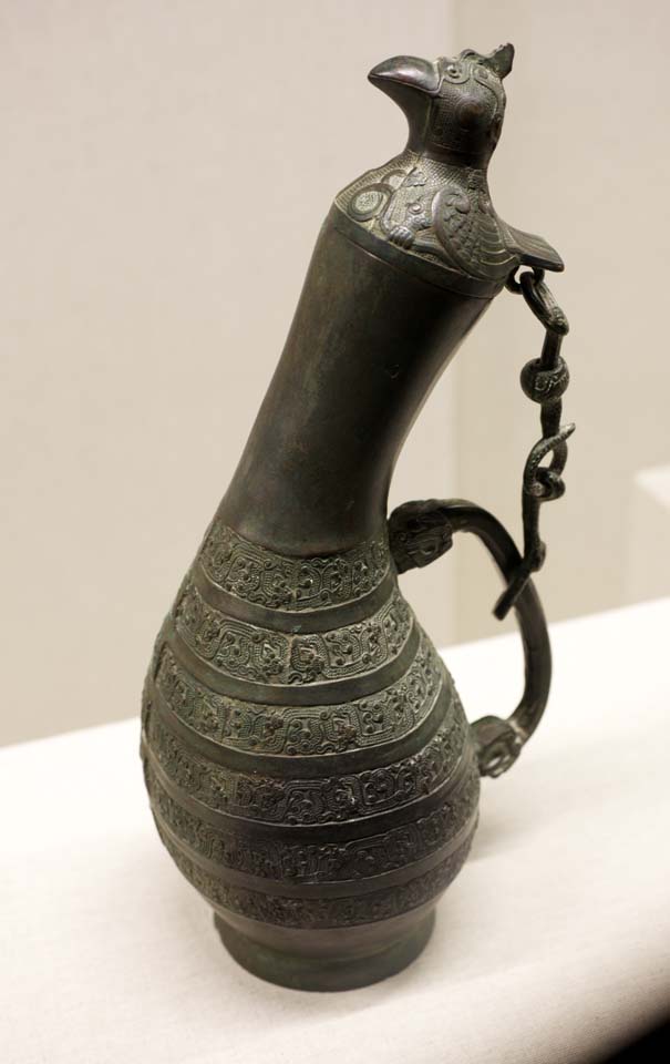 photo,material,free,landscape,picture,stock photo,Creative Commons,Ewer with a Bird-shaped Lid, Bronze, Ancient people, Tools, History