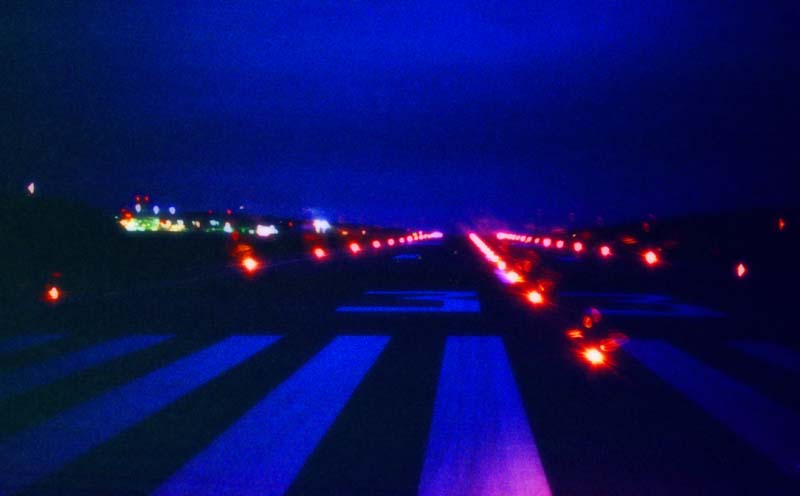 photo,material,free,landscape,picture,stock photo,Creative Commons,Midnight landing, lamplight, runway, blue, 