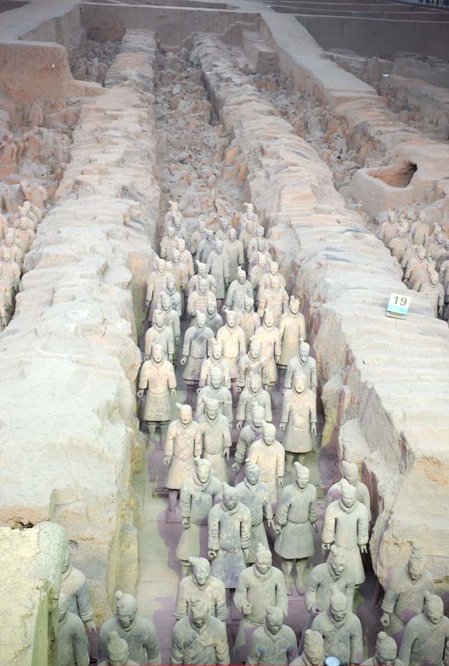 Foto, materieel, vrij, landschap, schilderstuk, bevoorraden foto,Terracotta krijgers in Pit Nr.1, Terracotta Strijders, Oeroud volk, Groeve, Wereld Heritage