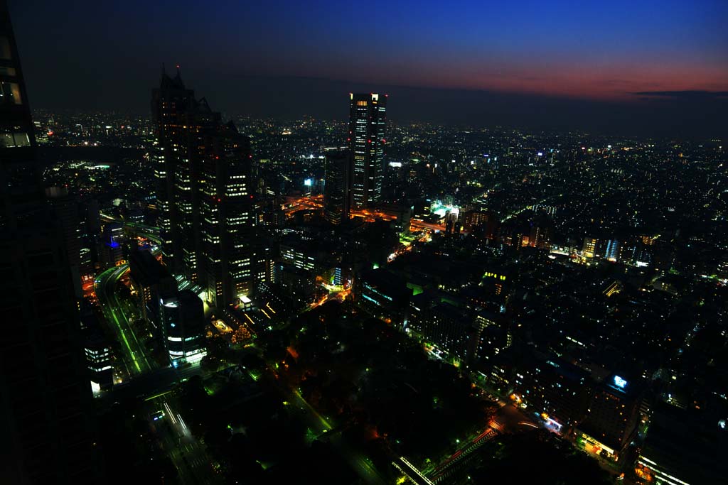 Foto, materieel, vrij, landschap, schilderstuk, bevoorraden foto,Shinjuku bij nacht, Hoog, Subcenter, Tokio Metropolitan Government, Gebouw