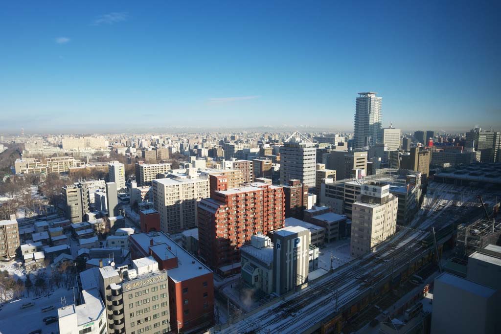 fotografia, materiale, libero il panorama, dipinga, fotografia di scorta,Sapporo mattina, Sapporo, Sbarra, Mattina, Costruendo