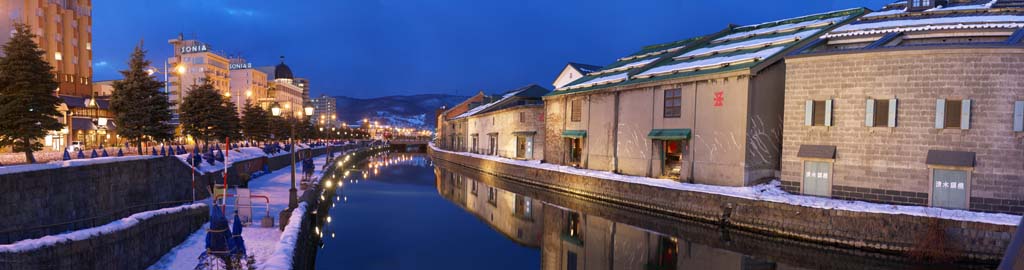 foto,tela,gratis,paisaje,fotografa,idea,Otaru Canal, Canal, Depsito, Lmpara de calle, Tapa de nieve