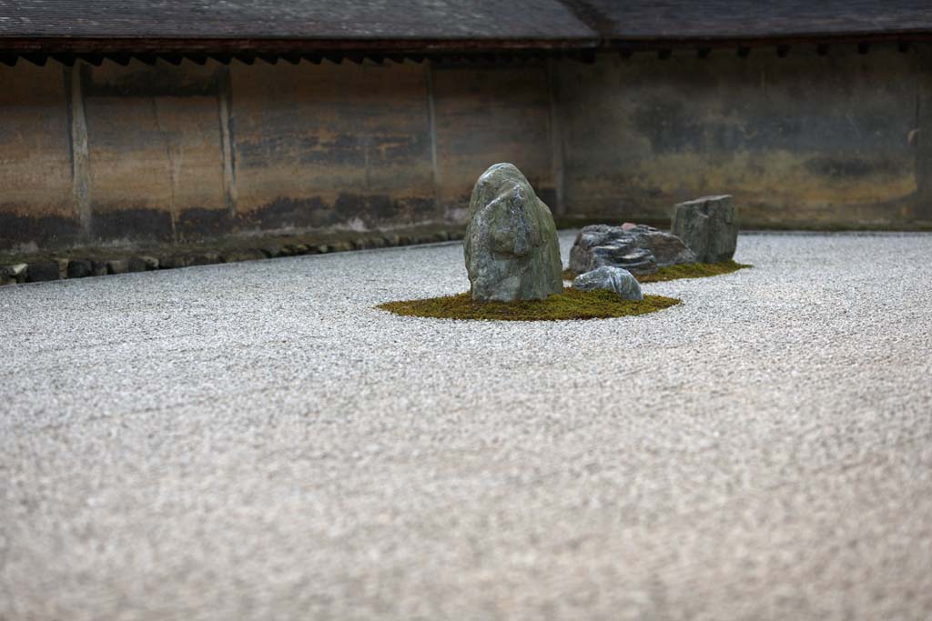 Foto, materieel, vrij, landschap, schilderstuk, bevoorraden foto,De Rock Garden in de tempel van de vreedzame draak, Wereld Heritage, Doe schudden tuin, Zen tempel, Muromachi Shogunate